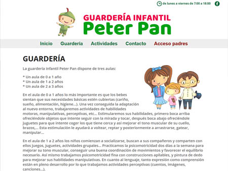 Microsite Guardería Infantil Peter Pan